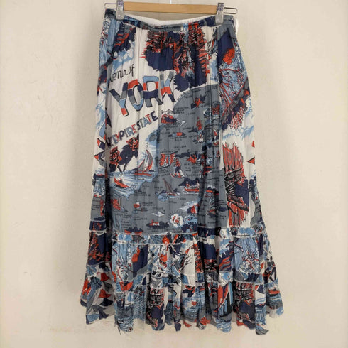 ビンドゥー BINDU NEWYORK マップ柄 ティアードスカート レディース