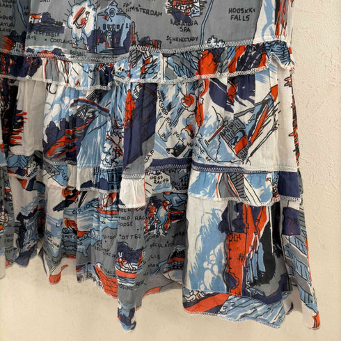 ビンドゥー BINDU NEWYORK マップ柄 ティアードスカート レディース