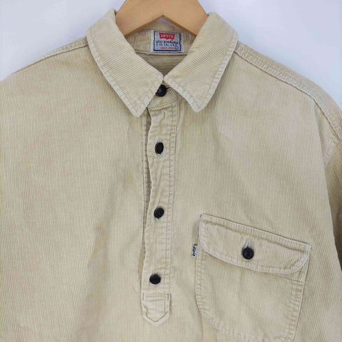 リーバイス Levis 香港製 白タブ コーデュロイ ハーフボタンプルオーバーシャツ メンズ import:L