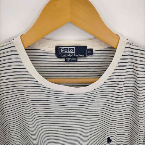 ポロバイラルフローレン Polo by RALPH LAUREN 90s ボリビア製 ポニー刺繍 ボーダークルーネックTシャツ メンズ import:M