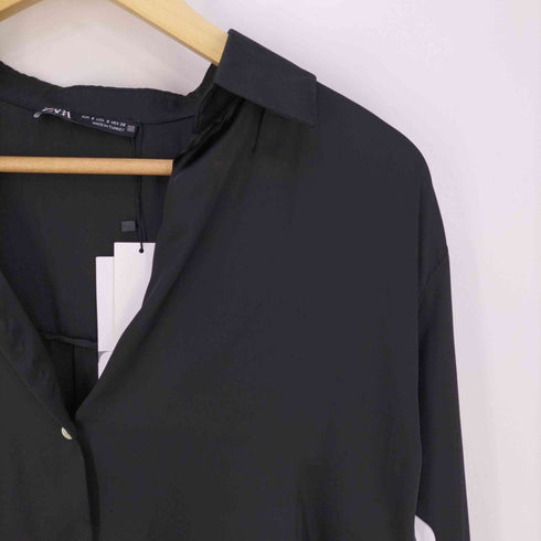 ザラ ZARA SATIN SHIRT サテンシャツ ブラウス レディース import:S