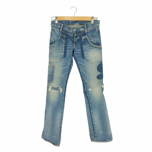 ヒステリックグラマー HYSTERIC GLAMOUR リペア クラッシュ加工 スタッズ ダメージデニムパンツ レディース XXS
