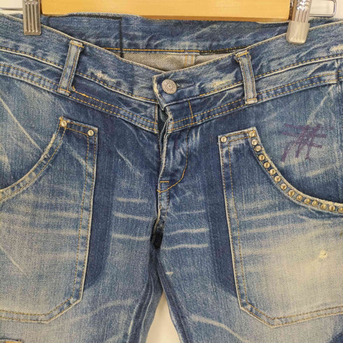 ヒステリックグラマー HYSTERIC GLAMOUR リペア クラッシュ加工 スタッズ ダメージデニムパンツ レディース XXS