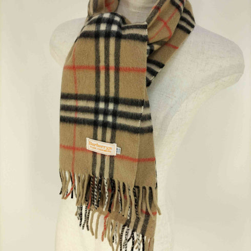 バーバリーズ BURBERRYS pure cashmere ノバチェック カシミヤ フリンジマフラー レディース