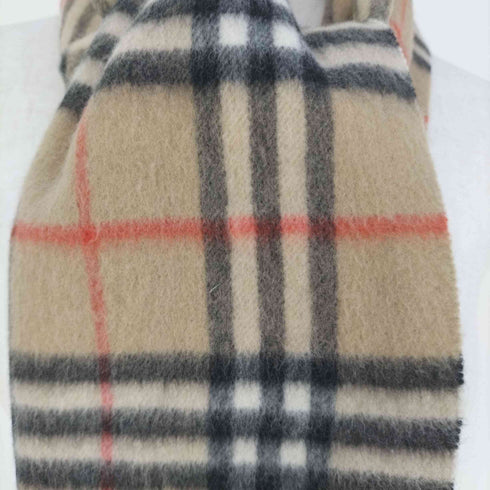 バーバリーズ BURBERRYS pure cashmere ノバチェック カシミヤ フリンジマフラー レディース