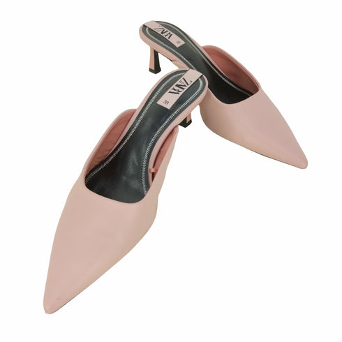 ザラ ZARA MID-HEIGHT HEEL MULES ポインテッドトゥ ミュール レディース 38