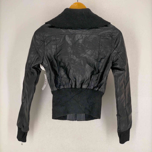 MAX AZRIA 長リブフェイクレザージャケット レディース JPN:XS