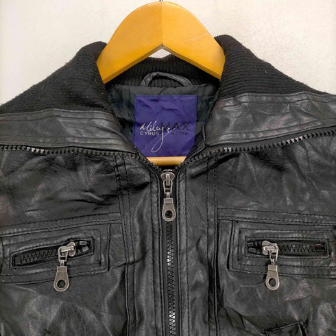MAX AZRIA 長リブフェイクレザージャケット レディース JPN:XS