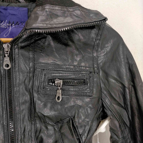 MAX AZRIA 長リブフェイクレザージャケット レディース JPN:XS