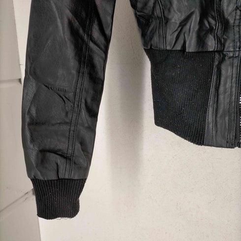 MAX AZRIA 長リブフェイクレザージャケット レディース JPN:XS