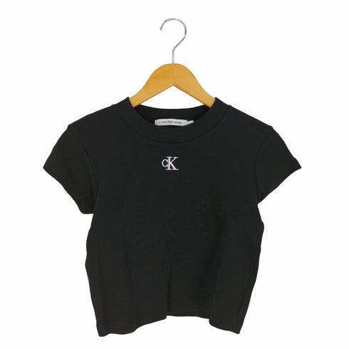 カルバンクラインジーンズ Calvin Klein Jeans MONOGRAM LOGO SLIM FIT CROPPED T-SHIRT CK モノグラムロゴ スリムフィット クロップドTシャツ レディース import:L