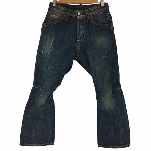 ディースクエアード DSQUARED2 06AW MADE IN ITALY ペンキ x ダメージ加工 ボタンフライ クロップド立体裁断デニム レディース JPN:38