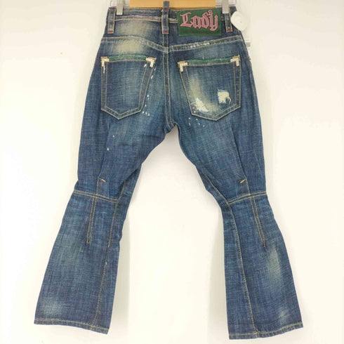 ディースクエアード DSQUARED2 06AW MADE IN ITALY ペンキ x ダメージ加工 ボタンフライ クロップド立体裁断デニム レディース JPN:38