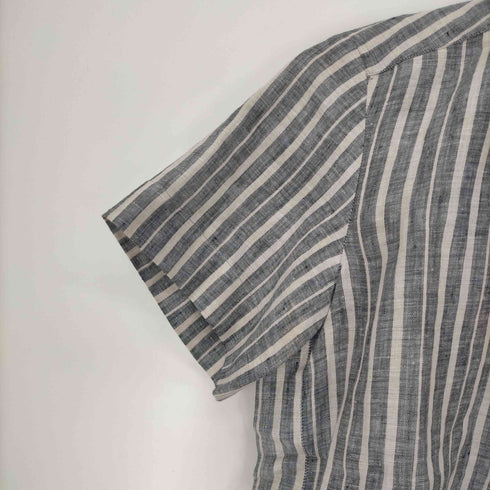 ウィークエンド マックスマーラ Weekend Max Mara 比翼 S/S レギュラーカラー スパンコール リネン ストライプ シャツ レディース JPN:36