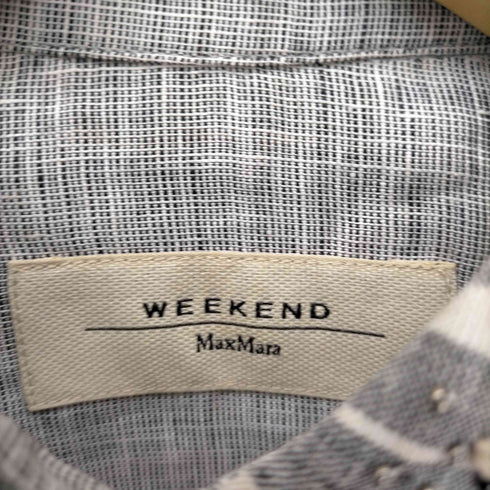 ウィークエンド マックスマーラ Weekend Max Mara 比翼 S/S レギュラーカラー スパンコール リネン ストライプ シャツ レディース JPN:36