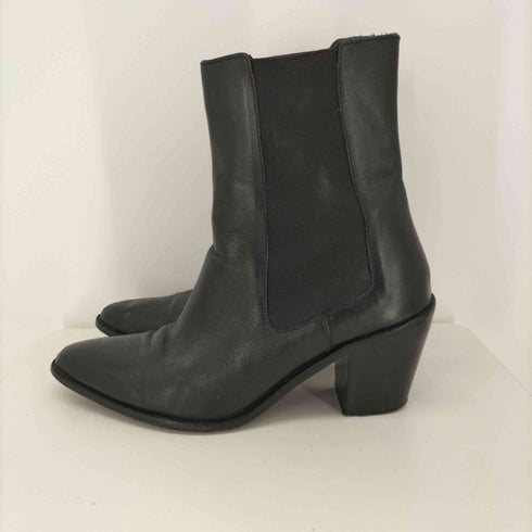 ザラ ZARA LEATHER HEELED ANKLE BOOTS サイドゴア レザー ヒール アンクルブーツ レディース 40