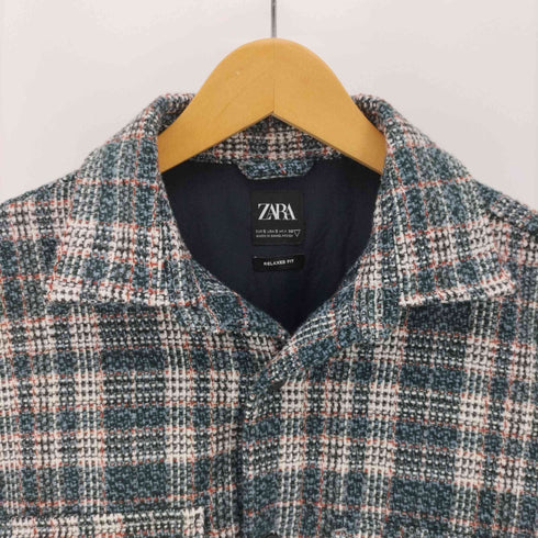 ザラ ZARA RELAAXED FIT チェック柄 ダブルポケット シャツ ジャケット メンズ import:S