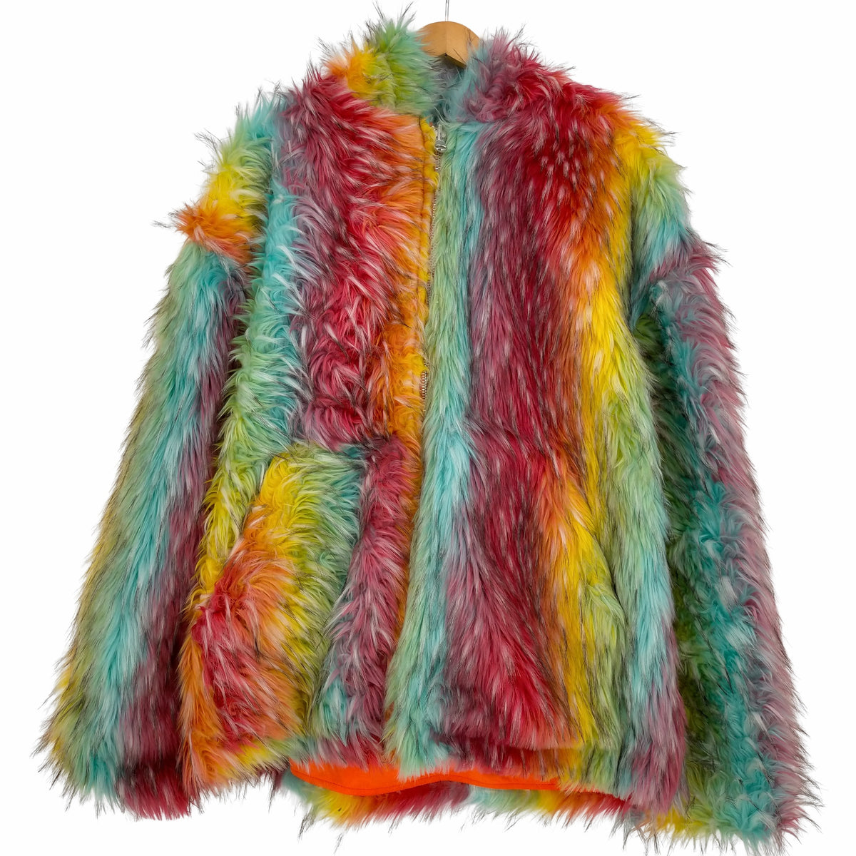 BLUEMARBLE Reversible rainbow faux fur hooded jacket メンズ import