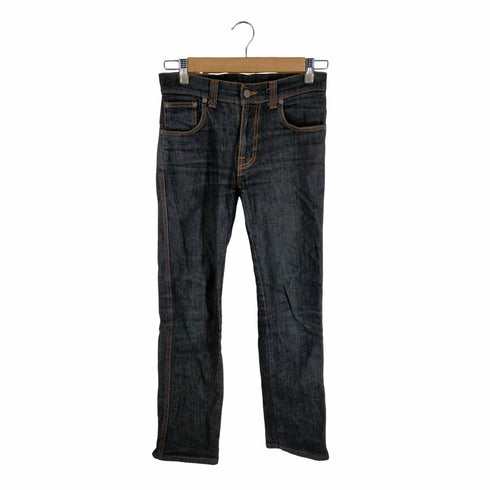 ヌーディージーンズ Nudie Jeans LOW SLIM レザーパッチ ドライブラックデニムパンツ メンズ 28/32
