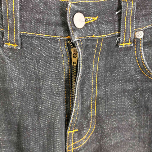 ヌーディージーンズ Nudie Jeans LOW SLIM レザーパッチ ドライブラックデニムパンツ メンズ 28/32