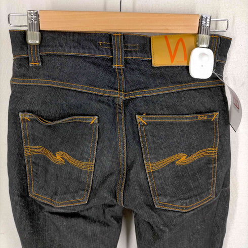 ヌーディージーンズ Nudie Jeans LOW SLIM レザーパッチ ドライブラックデニムパンツ メンズ 28/32