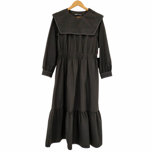 ザラ ZARA セーラーカラー ティアードワンピース レディース import:M