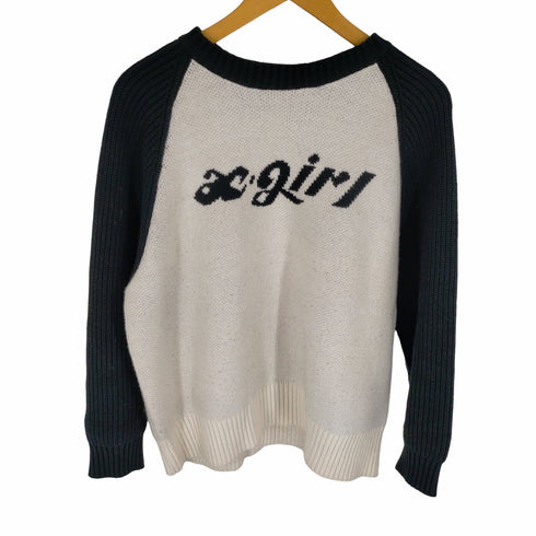 エックスガール X-girl LOGO JACQUARD RAGLAN KNIT TOP レディース ONE SIZE