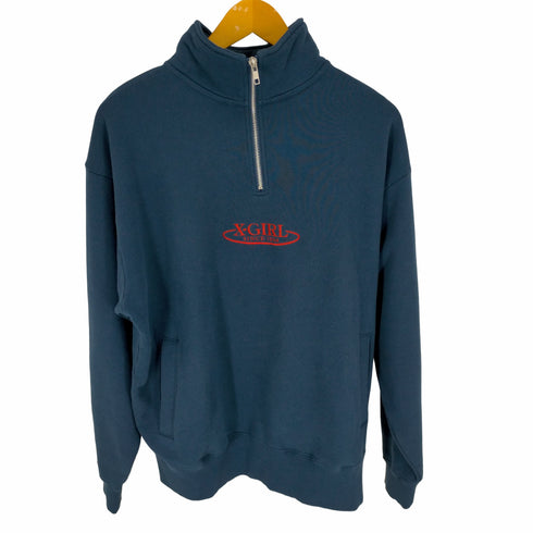 エックスガール X-girl 23AW OVAL LOGO HALF ZIP SWEAT TOP レディース JPN:M