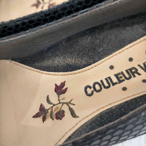 クロールバリエ COULEUR VARIE パイソン柄 リボンパンプス レディース