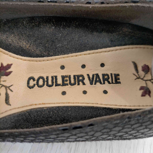 クロールバリエ COULEUR VARIE パイソン柄 リボンパンプス レディース