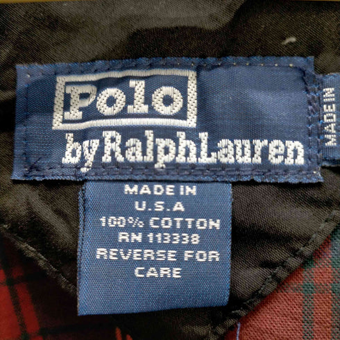 ポロバイラルフローレン Polo by RALPH LAUREN USA製 丸文字タグ 裏地チェック スモールポニー刺繍 コットン ウィンドブレーカージャケット メンズ JPN:L
