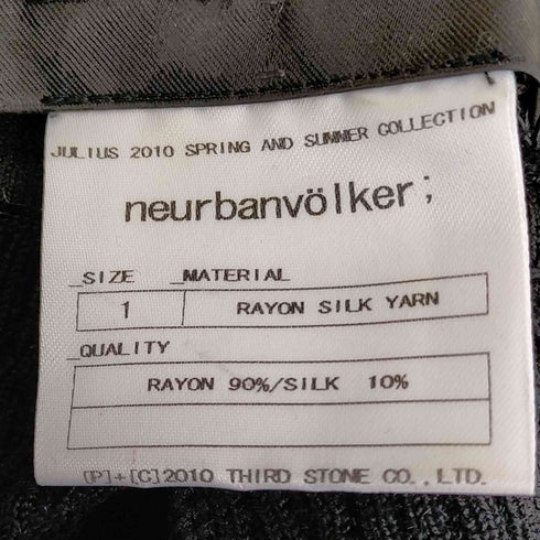 ユリウス JULIUS neurbanvolker;期 リブニットワイドパンツ メンズ JPN:1
