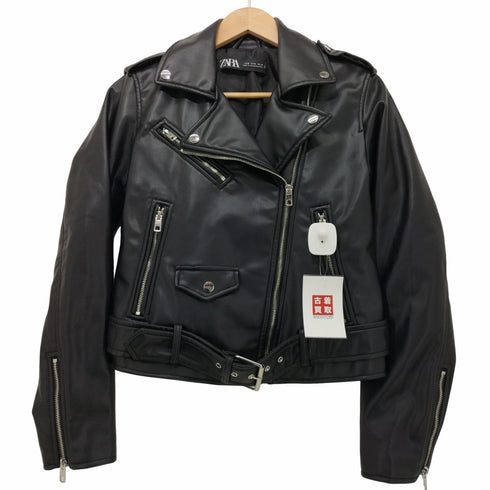 ザラ ZARA フェイクレザーライダースジャケット レディース import:M