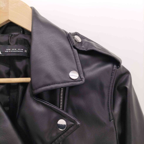 ザラ ZARA フェイクレザーライダースジャケット レディース import:M