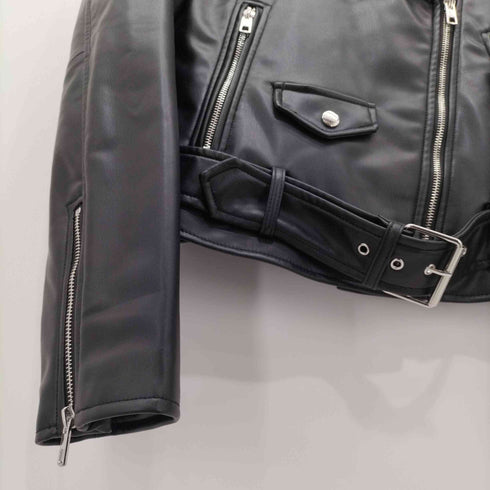 ザラ ZARA フェイクレザーライダースジャケット レディース import:M