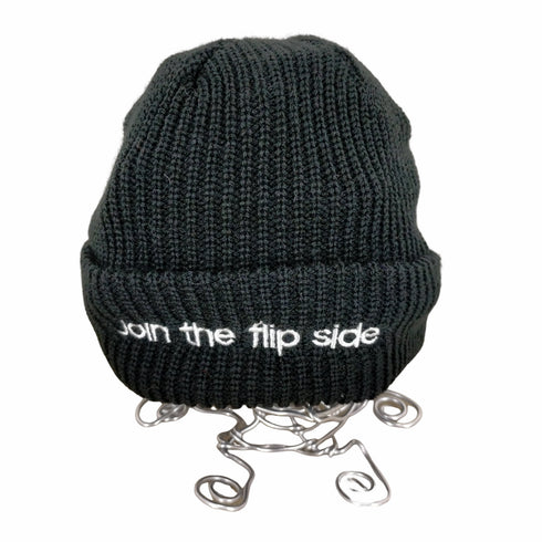 Join the flip side ロゴ刺繍ニット帽 メンズ