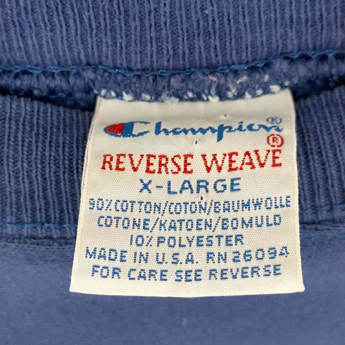 チャンピオン Champion USA製 刺繍タグ REVERSE WEAVE 目あり クルーネックスウェット メンズ import:XL