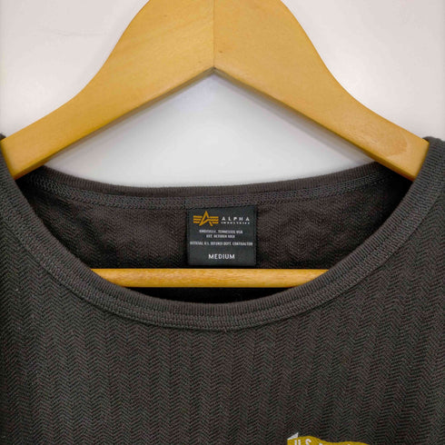 アルファインダストリーズ ALPHA INDUSTRIES ヘリンボーン 両面プリント ロングスリーブTシャツ ロンT メンズ JPN:M