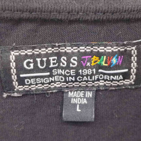 ゲス GUESS モノクロクルーネック フロントロゴ半袖tシャツ メンズ import:L