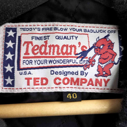 テッドマン TEDMAN No.11 カウレザースリーブ メルトンウールスタジャン RED DEVIL メンズ US:40