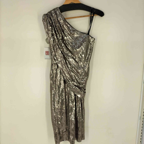 タダシショウジ TADASHI SHOJI アメリカ製 ドレープ ワンショルダー スパンコールワンピース レディース 2