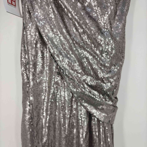 タダシショウジ TADASHI SHOJI アメリカ製 ドレープ ワンショルダー スパンコールワンピース レディース 2