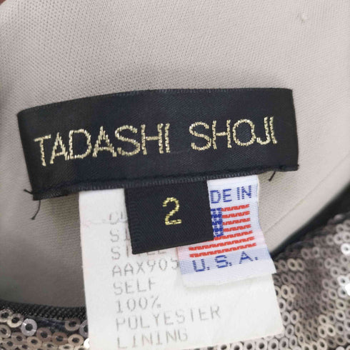タダシショウジ TADASHI SHOJI アメリカ製 ドレープ ワンショルダー スパンコールワンピース レディース 2