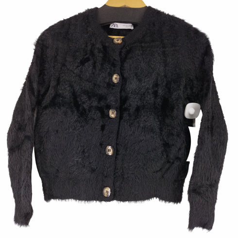 ザラ ZARA ノーカラー フェイクファーカーディガン レディース JPN:S