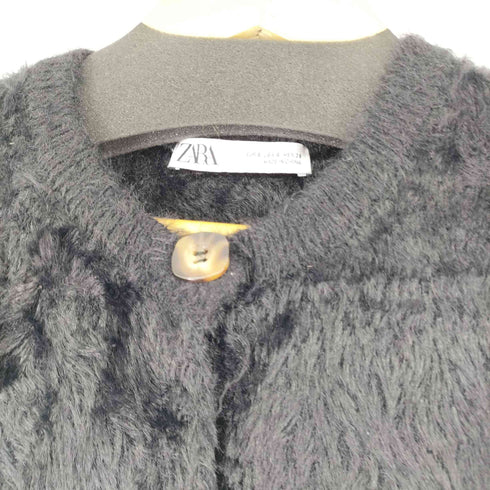 ザラ ZARA ノーカラー フェイクファーカーディガン レディース JPN:S