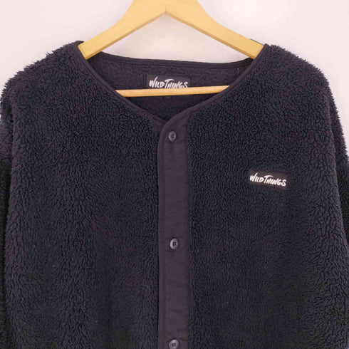 ワイルドシングス WILD THINGS PILE FLEECE NO COLLAR JACKET パイルフリースノーカラージャケット メンズ import:L