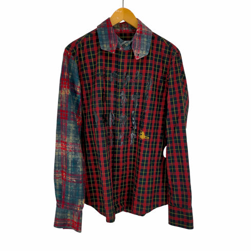 ヴィヴィアンウエストウッドマン Vivienne Westwood MAN 初期タグ ベロア切替チェックシャツ メンズ JPN:L