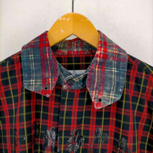 ヴィヴィアンウエストウッドマン Vivienne Westwood MAN 初期タグ ベロア切替チェックシャツ メンズ JPN:L