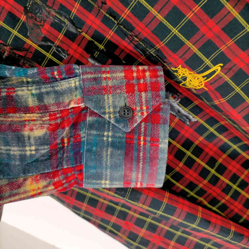 ヴィヴィアンウエストウッドマン Vivienne Westwood MAN 初期タグ ベロア切替チェックシャツ メンズ JPN:L