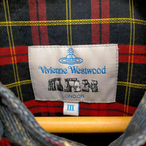 ヴィヴィアンウエストウッドマン Vivienne Westwood MAN 初期タグ ベロア切替チェックシャツ メンズ JPN:L